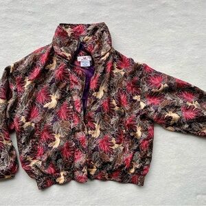 Vintage Stunt Sports Silk Floral Track Bomber Jacket Women’s S Lightweight Lined